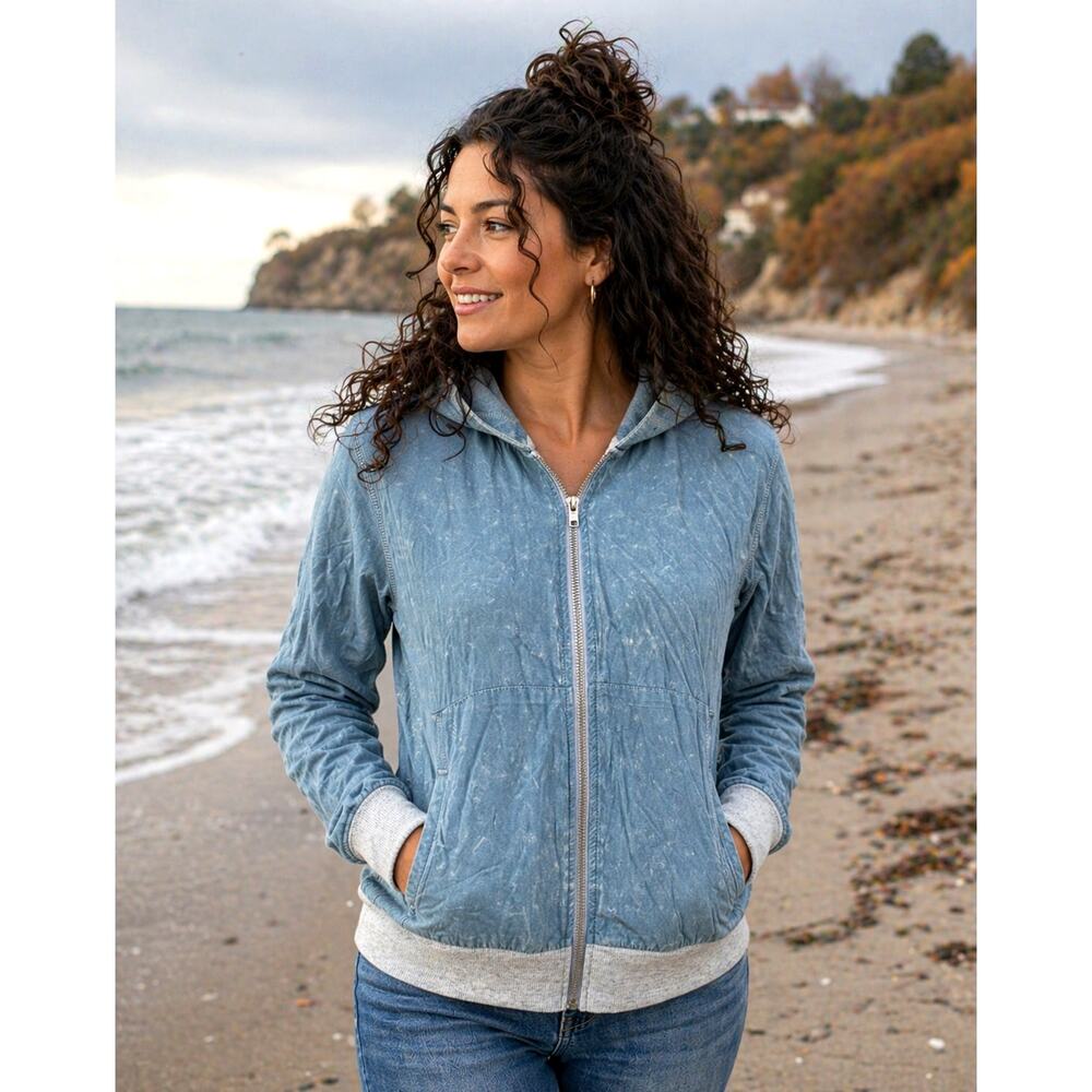 Chaser Coastal Cloth Zip Up Hoodie Jacket - Vintage Blue - size S